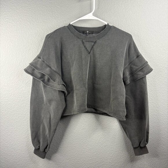 7 For All Mankind Tops - 7 For All Mankind Ruffled Shoulder Sweater
